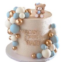 46 teile/satz Baby party Bär Kuchen Topper weiß blau Gold Kugeln tragen Kuchen stehen für Baby-Dusche Taufe Geburtstags torte Dekorationen