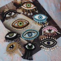 Hochwertiger 3D-Augenstoff-Patch mit handgenagelten Perlen, DIY-Schmuck, Kleidung, Rock, Nähen, dekorative Accessoires