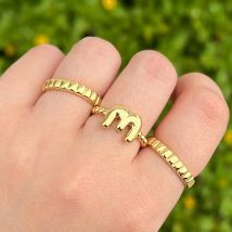 Kreativer vergoldeter Ballonblase, winziger Anfangsbuchstabe, offener Ring, wasserdicht, stapelbar, weiblicher A-Z-Alphabet-Perlen-Fingerschmuck