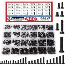 860 PCS Zestaw małych śrub komputerowych, czarne małe śruby do okularów M1.2 M1.4 M1.7 M2 M2.5 M3, dysk twardy PC i laptopa SSD C