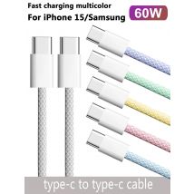 USB-C do kabla kolorowego typu C do Apple iPhone 15 PD 60W szybkie ładowanie dla Huawei Xiaomi