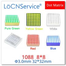LoCNService 50 Stück reines Grün, Rot, Blau, Weiß, 1088 8 x 8, 3 mm, 32 x 32 mm, 1088AS, 1088AB, 1088AW, 1088AGG, 1088AG, Punktmatrix-LED-Displays, 8 x 8