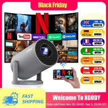 Projektor XGODY 4K Wifi6 Android Beamer ​ ​ 260 ANSI Dual WIFI Allwinner H713 BT5.4 1280*720P Kino Domowe Przenośne Do Użytku Zewnętrznego