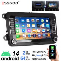 ESSGOO Autoradio 7" Android 14 4G+64G Apple Carplay GPS NAVI WIFI RDS FM Bluetooth per VW Golf 5 6