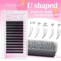 ANNAFRIS U-Shaped YY 3D 4D 5D Eyelash Extension Premade Volume Fan U Shape W Lashes Natural Soft Wispy Double Layer U YY Lash