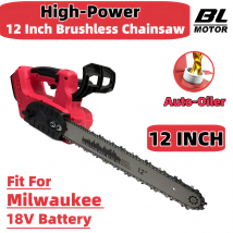 Piła łańcuchowa Milwaukee 18V bezszczotkowa 30 cm, wysokiej mocy, z automatycznym systemem smarowania, elektryczna piła łańcuchowa, bezpieczne narzędzia do cięcia drewna.