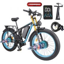 Bicicleta eléctrica de doble motor KETELES K800 Pro, 2000 W, 48 V, 23 Ah, horquilla delantera de doble hombro, freno hidráulico con luz de freno