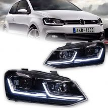 AKD Luci Auto per VW Polo Faro A LED Lente Del Proiettore 2011-2017 Vento Testa Della Lampada DRL Hid Testa Della Lampada Bi Xenon Fascio Accessori
