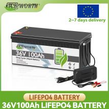 Akumulator LiFePO4 TCBWORTH 36V 100Ah z zabezpieczeniem przed niskimi temperaturami, wbudowany system BMS 100A, akumulator litowy do silników trollingowych, jachtów, zastosowań morskich i domowych.