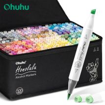 Ohuhu Honolulu 320-Farben-Markierungsstift-Set, Alkohol-Kunstmarker, nachfüllbar, Doppelspitzen, Skizzieren, Zeichnen, Manga, Schule, Kunstbedarf