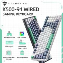 MACHENIKE-Teclado mecánico K500 para videojuegos con cable, K500-B94, intercambiable en caliente, 94 teclas, 90% de diseño, retroiluminación RGB para PC y portátil