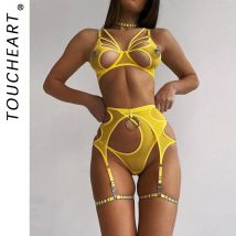 Lingerieset Dames Set reggiseno più Sexy intimo donna Sexy abbigliamento donna reggiseni minimalisti Set di biancheria con giarrettiera e calze