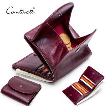 CONTACT'S billeteras cortas de cuero genuino para mujer, tarjetero a la moda, monedero con Clip para dinero, Mini billetera para mujer, bolso para mujer
