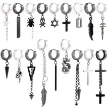 Alisouy 2pc Edelstahl Kette Creolen für Frauen Männer trend ige Goth Pop Hip Hop Anhänger Ohrschmuck Zubehör Ohrring