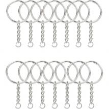 Portachiavi diviso da 30 pezzi con catena da 1 pollice e anelli di salto Parti metalliche color argento con anello di salto aperto e connettore Gioielli fai da te