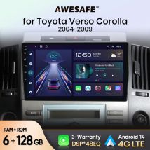 AWESAFE Wireless CarPlay Android Auto Autoradio Per Toyota Verso Corolla 2004 2005 2007 2008 2009 GPS DSP RDS