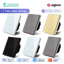 BSEED Zigbee Switches 1/2/3Gang 2Way Wiring Smart Touch Light Switches Wall Sensor Switch Tuya APP Smart Life Google Alexa