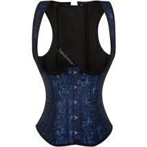 Unterbrustkorsett, Übergröße, Stahlstäbchen, Weste, Basken, Bustiers, Dessous für Damen, Top, sexy Korsett, Schultergurt, Blau, Weiß