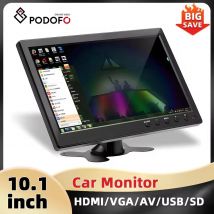 Podofo 10.1 ''Monitor per auto TFT LCD HD Schermo digitale HDMI/VGA/AV/USB/SD Ingresso video PC/TV/Riprotore DVD Display Monitor di sicurezza