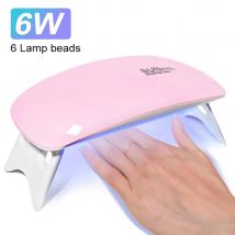 6 W Mini-Nageltrocknungslampe, tragbar, 6 LEDs, UV-Nagelkunstlampe zum Trocknen von Nagellack, Gel, mit USB-Kabel, Heim-Nagellampen-Werkzeug