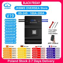 JKBMS V19 Versione Smart BMS 8S-24S BT RS485 Heat CAN 0.6A ~ 2A 20V-100V 100A ~ 200A Bilanciatore attivo per batteria LiFePo4 Li-ion Lto