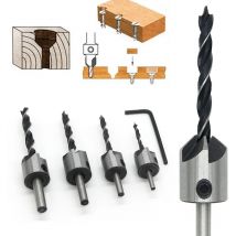 Senkerbohrer-Set aus Schnellarbeitsstahl, 3–10 mm, Gegenwaschbecken-Bit für Holz, Holzbearbeitung, Zimmerei, Reibahle mit Sechskantschlüssel