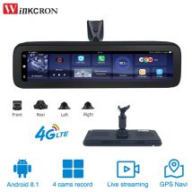 Specchietto retrovisore per auto da 12 pollici 4 telecamere DVR Videoregistratore Android 8.1 Navigazione GPS 4K HD 1080P Videoregistratore per videocamera da cruscotto