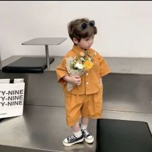 2-9 Y estate coreano bambino ragazzi bambino bei vestiti abiti bambini ragazzo camicia di cotone + pantaloncini 2 pezzi set moda compleanno Outfit