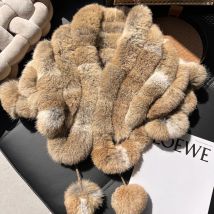 Mantello a scialle a triangolo in vera pelliccia di coniglio, caldo e spesso, che protegge il collo, sciarpa a scialle in vera pelliccia di coniglio in autunno e inverno