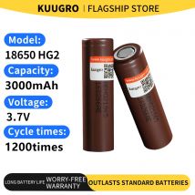 Kuugro HG2 3.7v 18650 3000mAh Lithium Rechargeable Batteries Continuous Discharge 30A For Drone Power Tools
