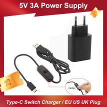 Adattatore di Alimentazione Raspberry Pi 4 5V 3A USB-C Micro USB con Cavo di Ricarica e Spina EU US UK AU per Raspberry Pi 4 Modello B
