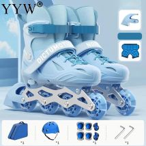 Scarpe da skate a rotelle in linea per bambini Ragazzi Ragazze Lampeggianti 4 ruote Pattini Donne adulte Uomini Sneaker da pattinaggio all'aperto Taglia regolabile 26-41