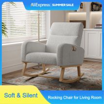 Lazyspace Schaukelstuhl mit Armlehne, gepolsterter Sessel mit Seitentasche, Lammfleece-Stuhl für den Innenbereich mit Rückenlehne, Wohnmöbel