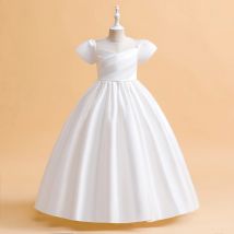Eleganti abiti da damigella d'onore per ragazze Abito da festa di nozze Bianco Cerimonia di prima comunione Abito da sera lungo Abiti estivi per bambini
