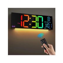 16.2'' Large Digital Wall Clock with Remote Control Big LED/Dual Alarm/8 RGB Colors Digital Alarm Clock Electronic Watch