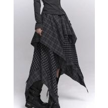 Gothic Vintage Plaid Rock Heiße Mädchen Unregelmäßige Design Koreanische Mode Rock Frau Streetwear Süße Elegante Rock Chic