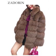 ZADORIN Capispalla invernali Cappotto in pelliccia sintetica pelosa Donna Colletto alla coreana Manica lunga Giacca in pelliccia finta Cappotti di pelliccia fourrure abrigos mujer