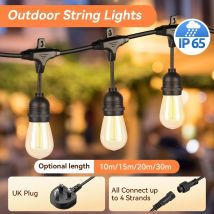 Outdoor-Lichterkette, wasserdicht, LED-Party-Kugelbirne, Lichterkette für Straße, Terrasse, Garten, Camping, Terrasse, Dekoration, 220 V, UK-Stecker