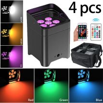 GOTSTAGE 4PCS 6x18W 6IN1 RGBAW + UV Par Light con borsa DMX Telecomando WiFi Par Light Wireless LED Stage Light per DJ Bar Party