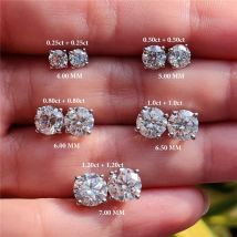 CANNER 0,5-1,2 quilates D Color Moissanite pendientes tipo botón para mujer Plata de Ley 925 pendiente Piercing brillante joyería fina