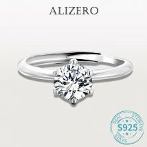 ALIZERO 0,5–3 ct D-Farbe Moissanit-Ring mit GRA-Zertifikat, 925er Sterlingsilber, runder Diamant im Brillantschliff, Ringe für Damen