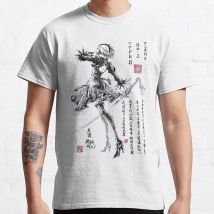 GRHOSE Nier Automata Spiel des Yorh Nr. 2 Typ B Anime T-Shirt Sexy Waifu 2B Grafik-T-Shirts 100 % Baumwolle große Tops