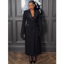 Plus Größe Frühling Herbst Neue Einfarbig Passenden V-ausschnitt Mit Langen Ärmeln Mode Pendeln Slim Fit Elegante Stil Lange Maxi Kleid