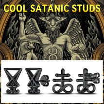 1 Paar Edelstahl Satan Totenkopf Ohrstecker für Männer Frauen Leviathan Luzifer Baphomet Ziege Charm Gothic Schmuck