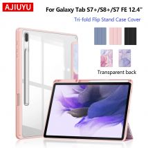 Hülle für Samsung Galaxy Tab S7 S8 Plus S7+ S8+ 12,4" Klare Rückseite Stifthalter für Tab S7 FE 12,4 Zoll Hart-Acryl-Abdeckung
