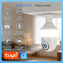 ANSVICAM 5MP Tuya Smart Security Camera Light Bulb WiFi Dual Screen Surveillance Camera PTZ Color Night Vision for Outdoor Home