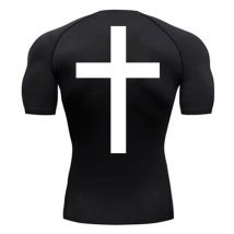 Kompressionsshirts mit überkreuztem Rückendruck für Herren, schnell trocknende T-Shirts, T-Shirts, Tops, Fitnessstudio, Workout, Laufen, Unterhemden, Baselayers, Rash Guard