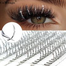 CoMango Noel cosplay partisi için renkli parlak çivili kirpik uzantısı, Cadılar Bayramı için tek tek kirpik toptan satışı