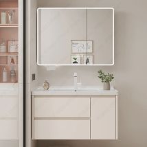 Moderner Badezimmer-Waschtisch, modischer Spiegelschrank, Raum, Aluminium, integriertes Waschbecken, Badezimmer-Waschtischschränke mit Waschbeckenmöbeln