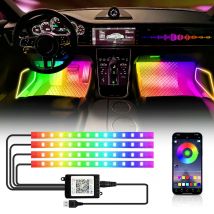 Neon 48 72 LED Luce ambientale per interni auto con USB Wireless Remote Music App Control Lampade decorative per atmosfera RGB automatica